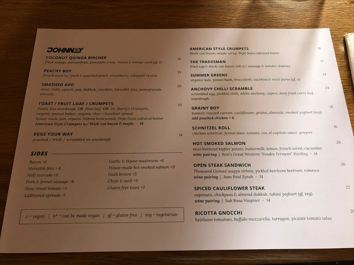 Menu, Johnny Alloo