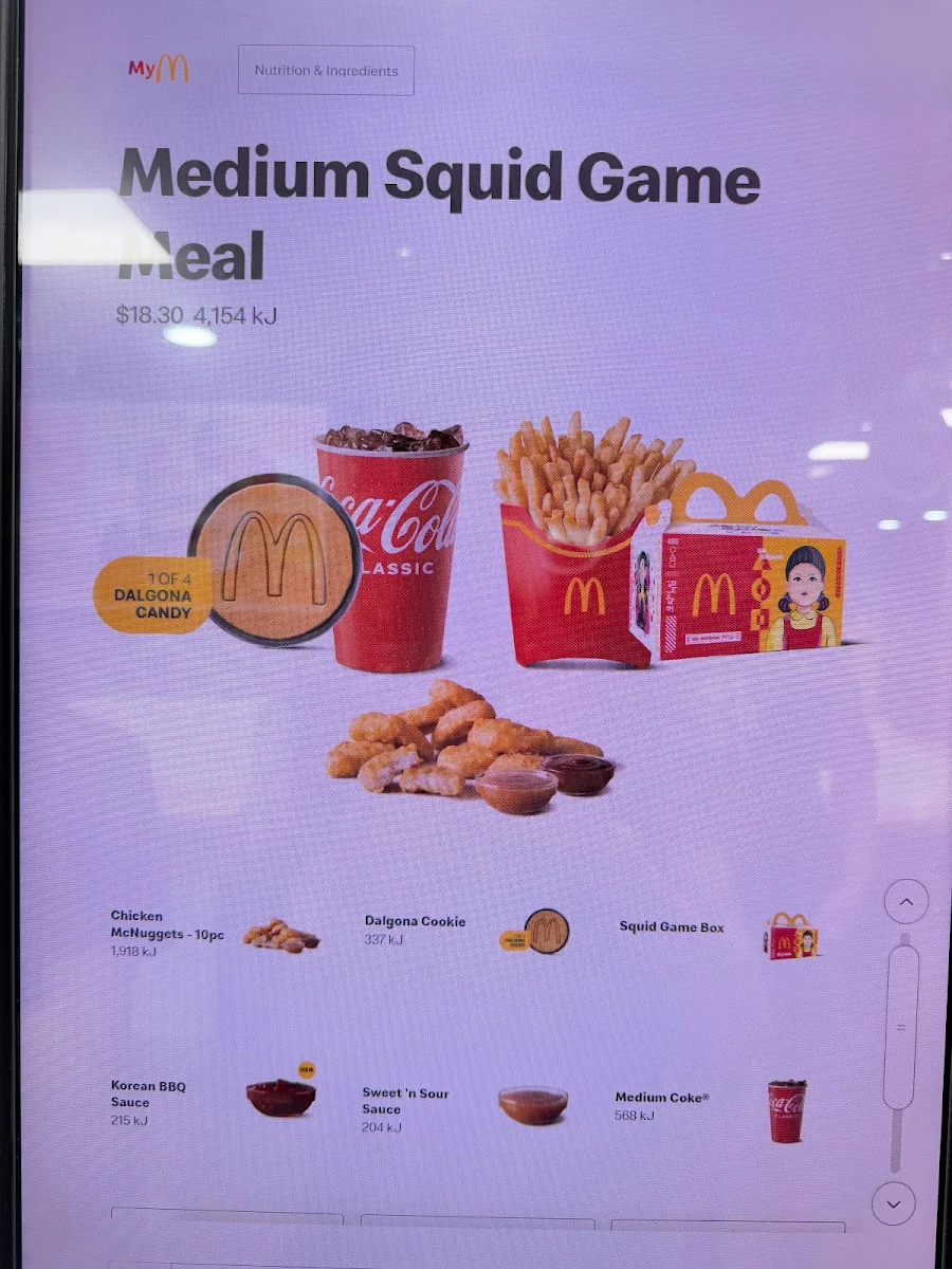 Menu, McDonald's Geelong Central
