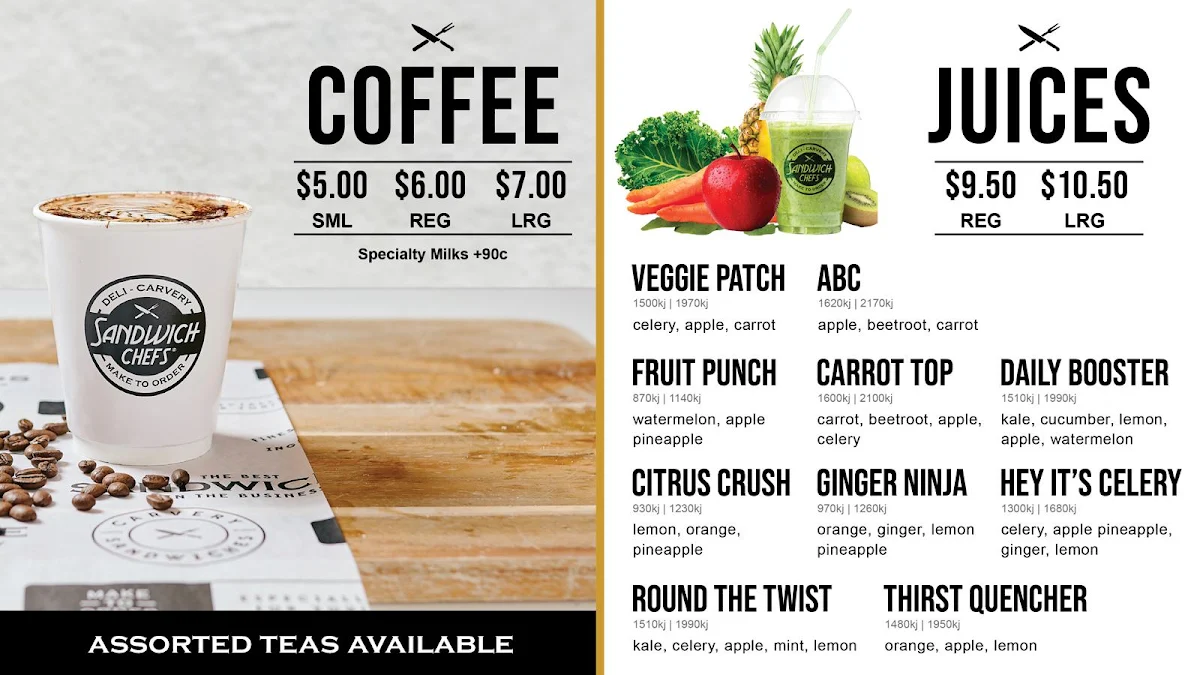 Menu, Sandwich Chefs Orion Springfield Central