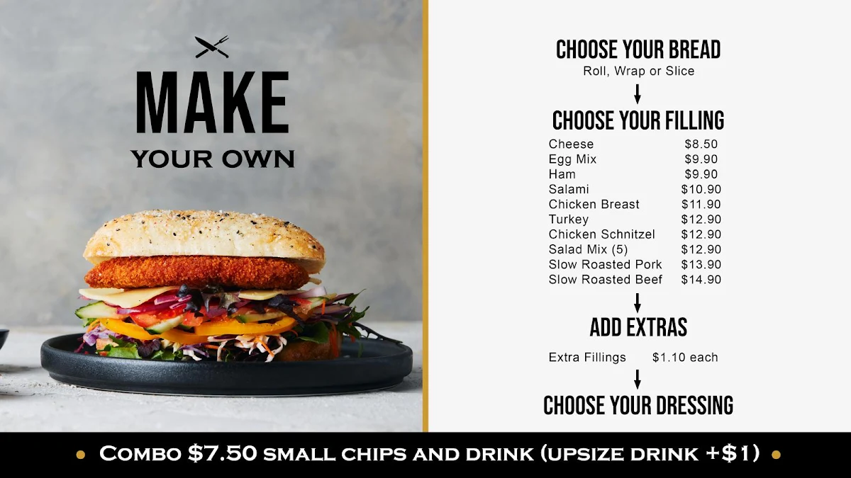Menu, Sandwich Chefs Orion Springfield Central