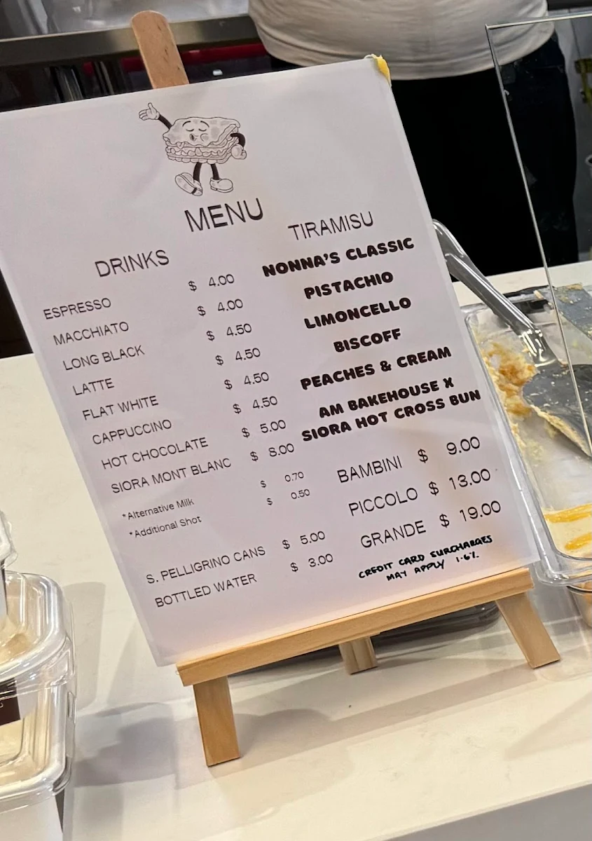 Menu, Siora Tiramisu