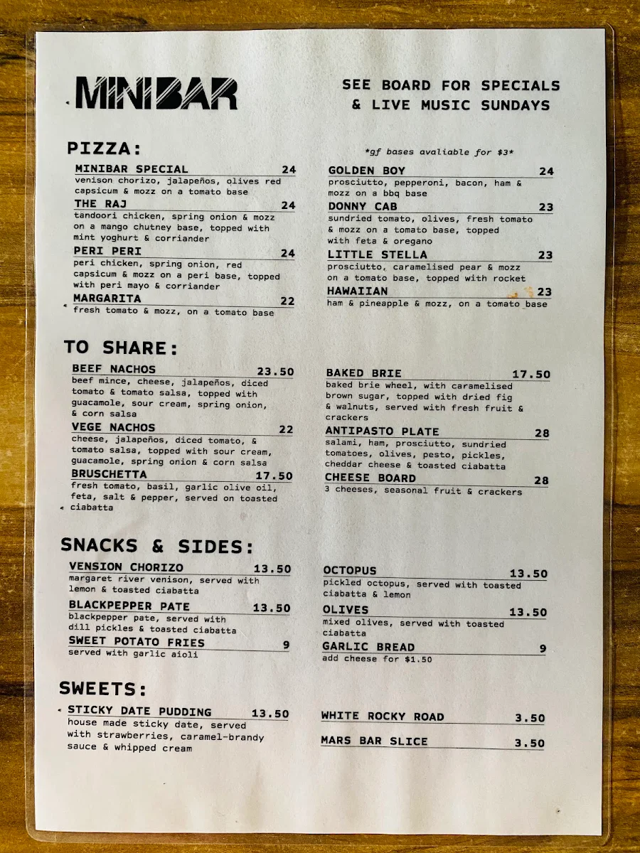 Menu, Mr Basil Rockingham