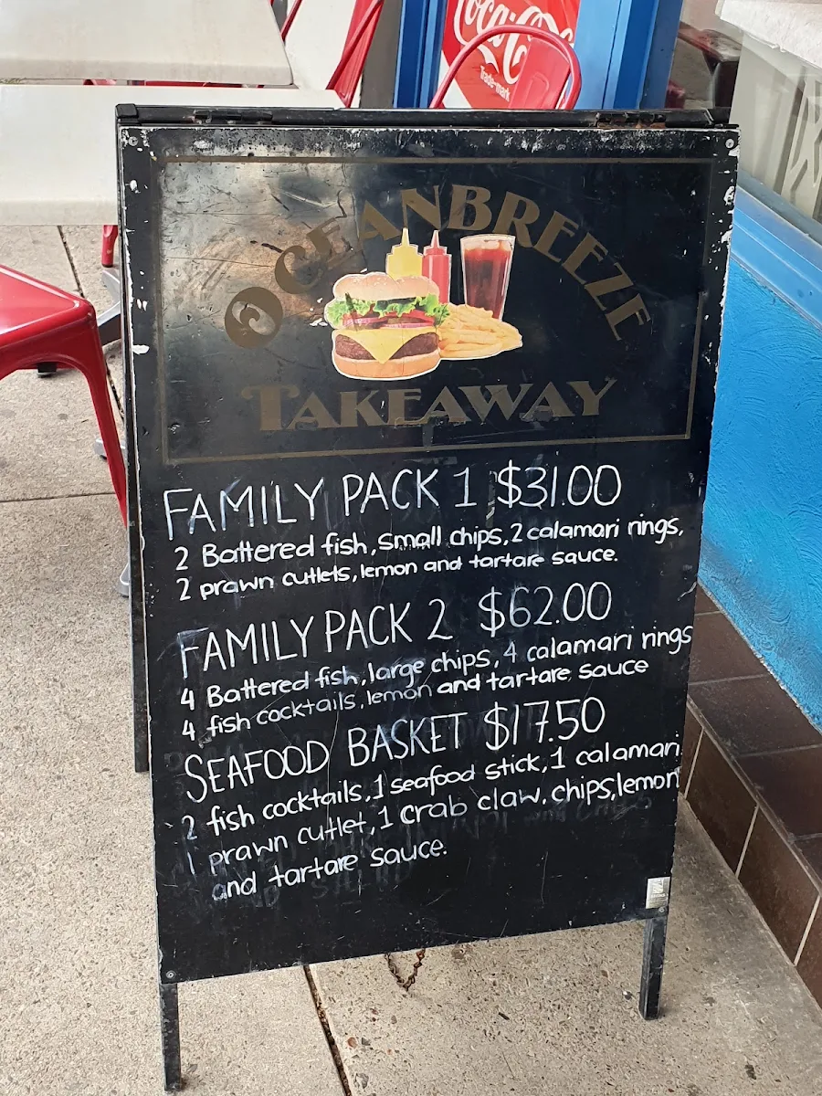 Menu, Ocean Breeze Takeaway