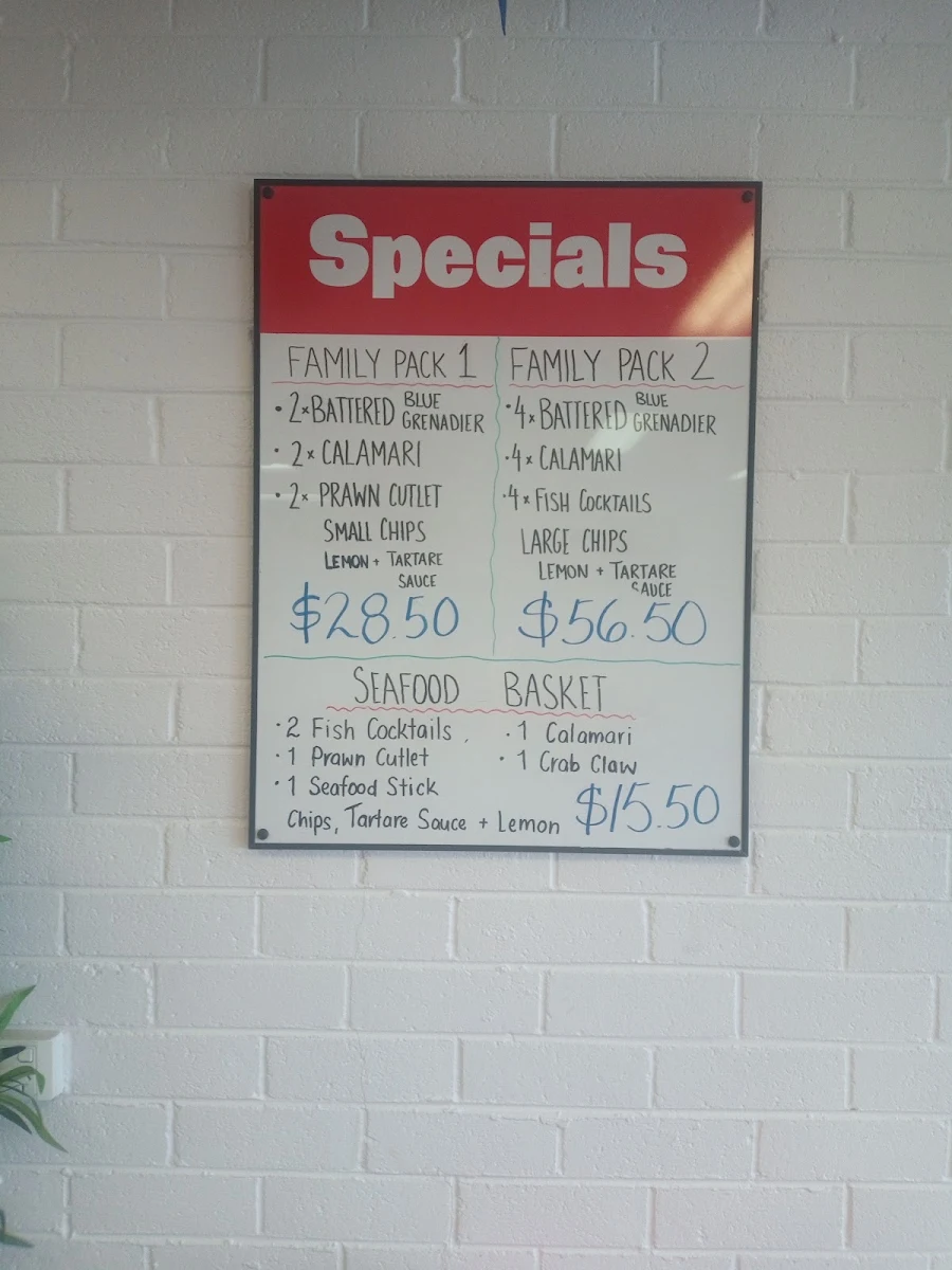 Menu, Ocean Breeze Takeaway