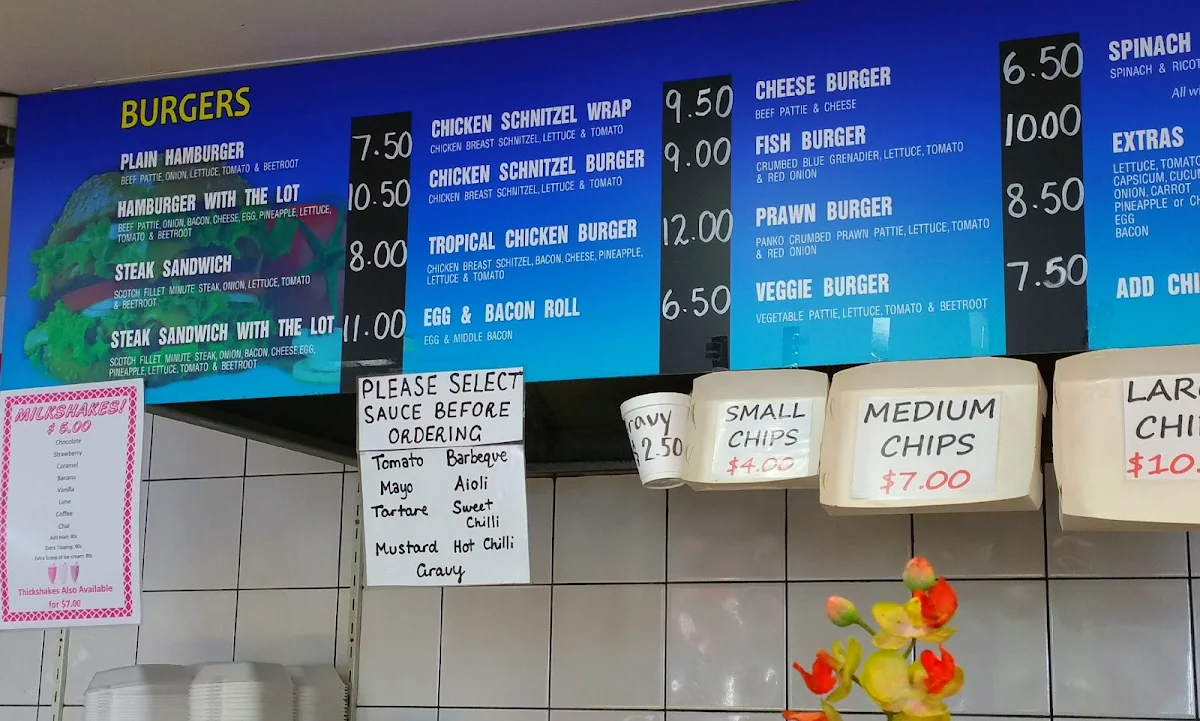 Menu, Ocean Breeze Takeaway