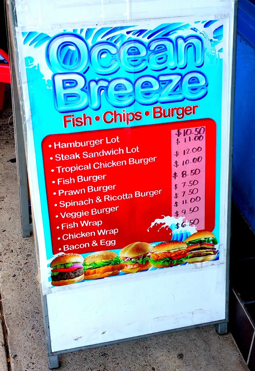 Menu, Ocean Breeze Takeaway