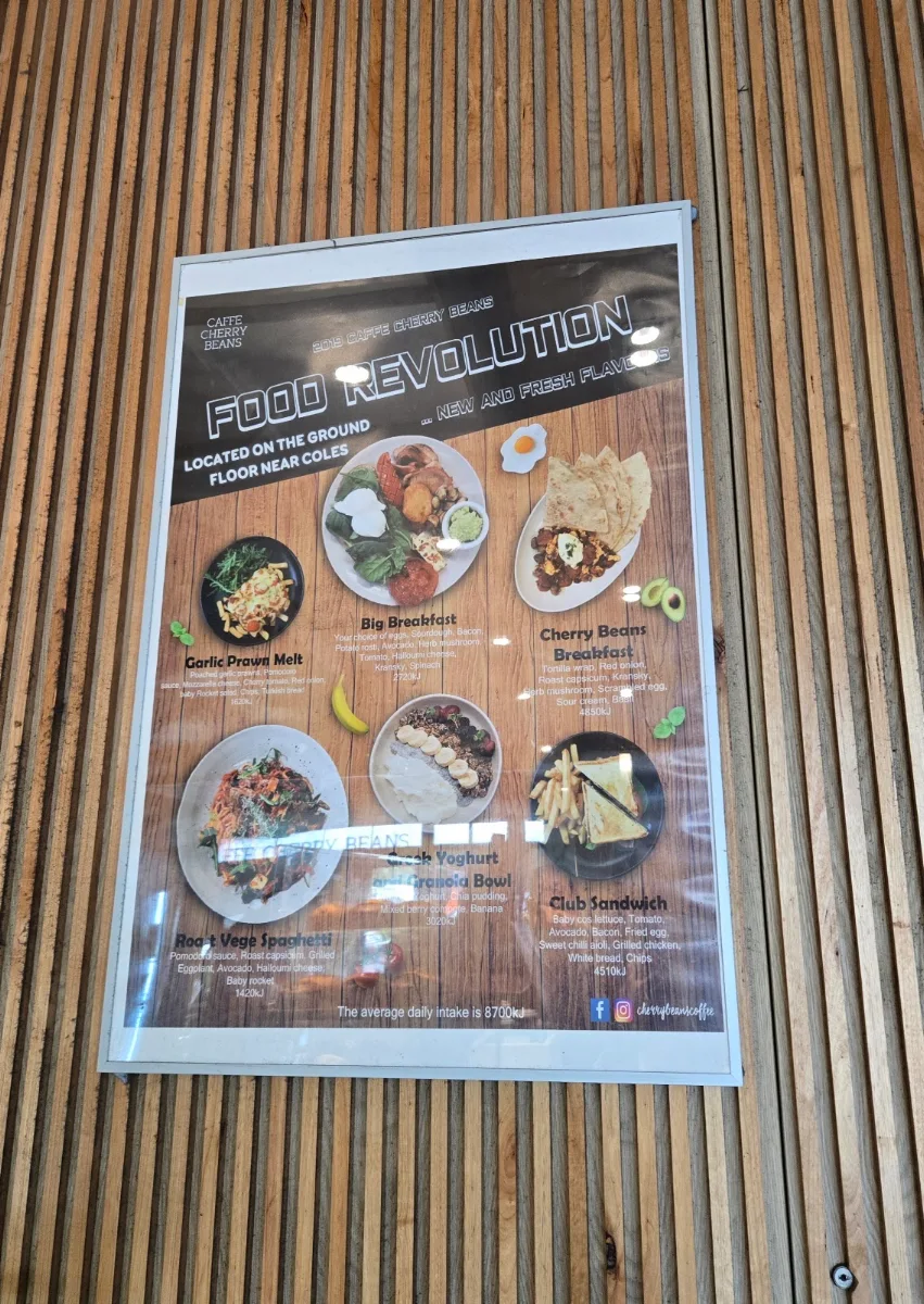 Menu, Caffe Cherry Beans