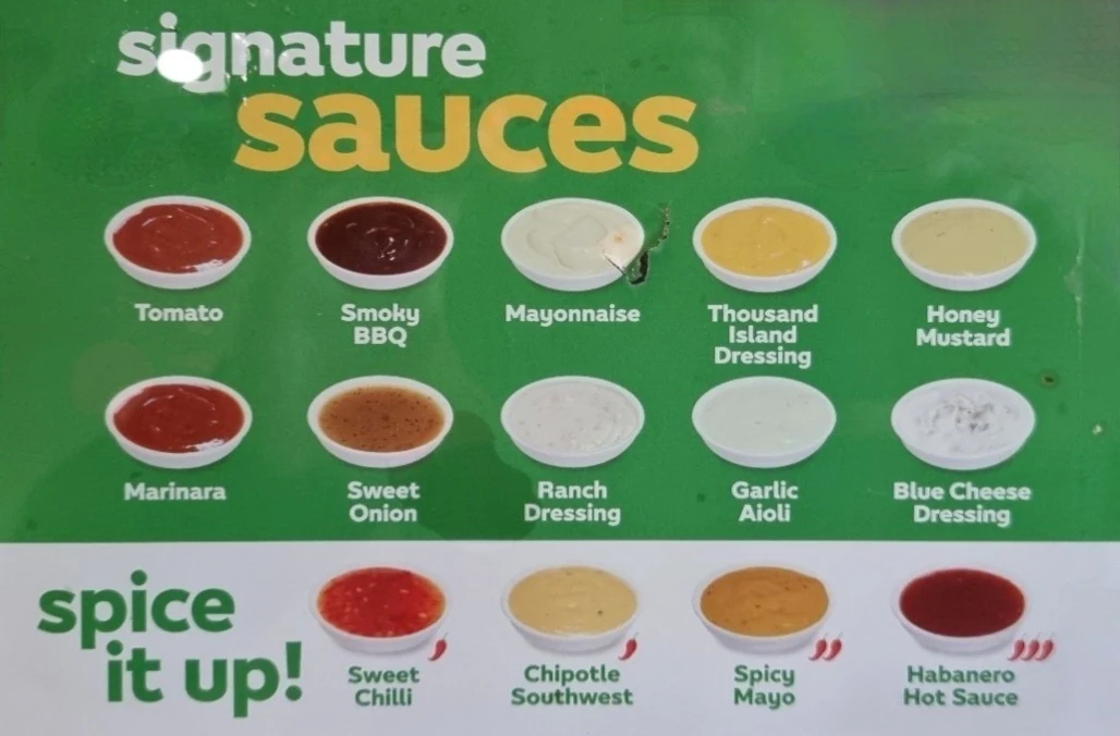 Menu, Subway