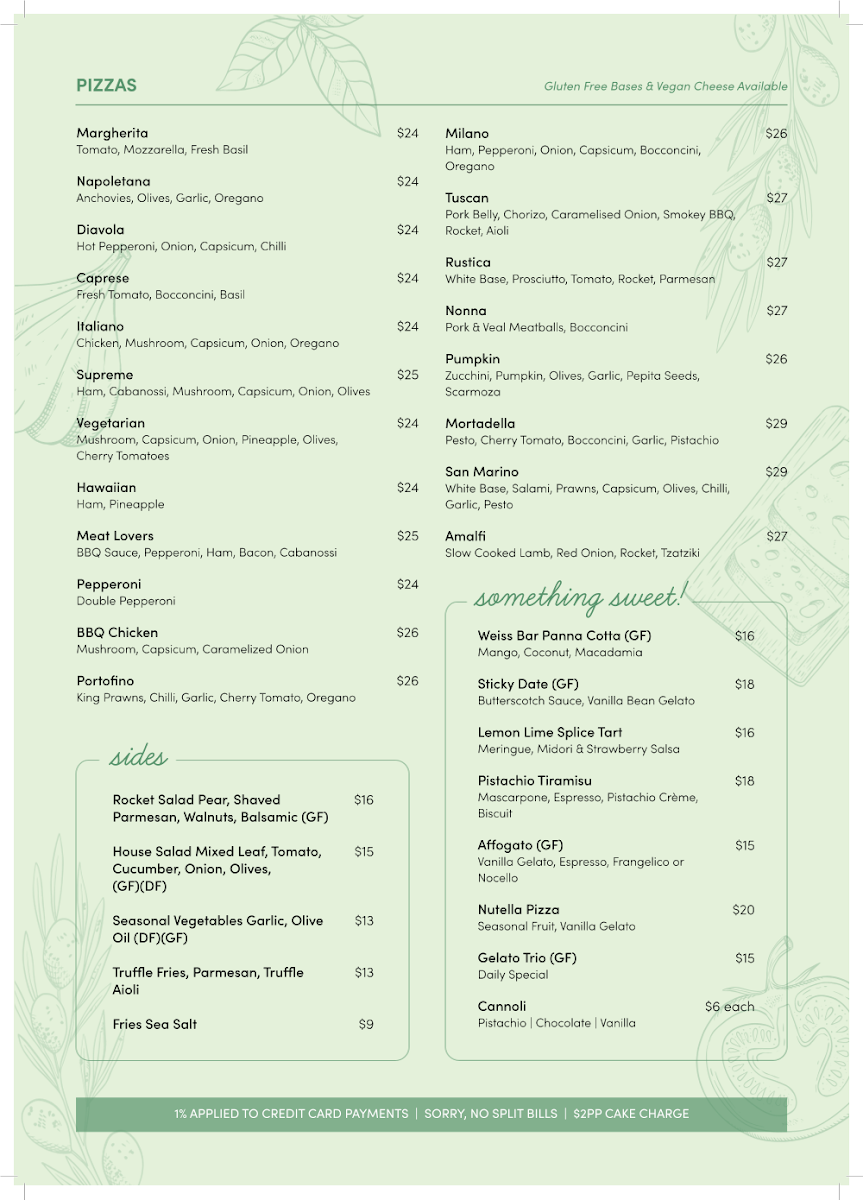 Menu, Maldini's By The River