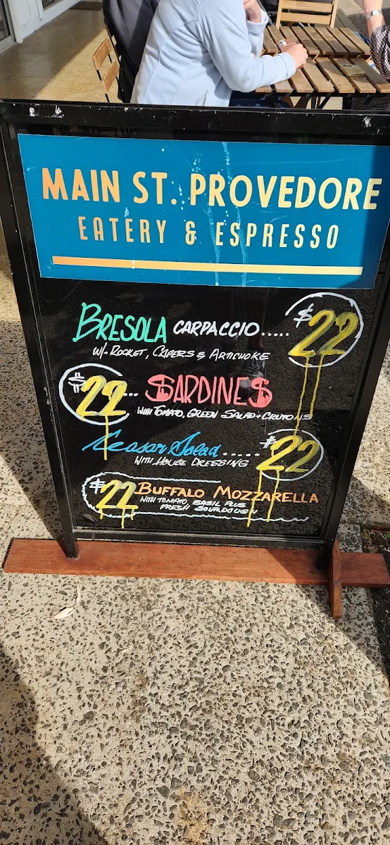 Menu, Main St. Provedore Eatery & Espresso