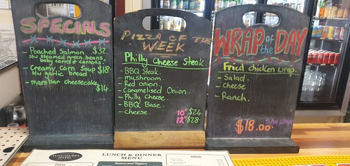 Menu, Yungaburra Pub