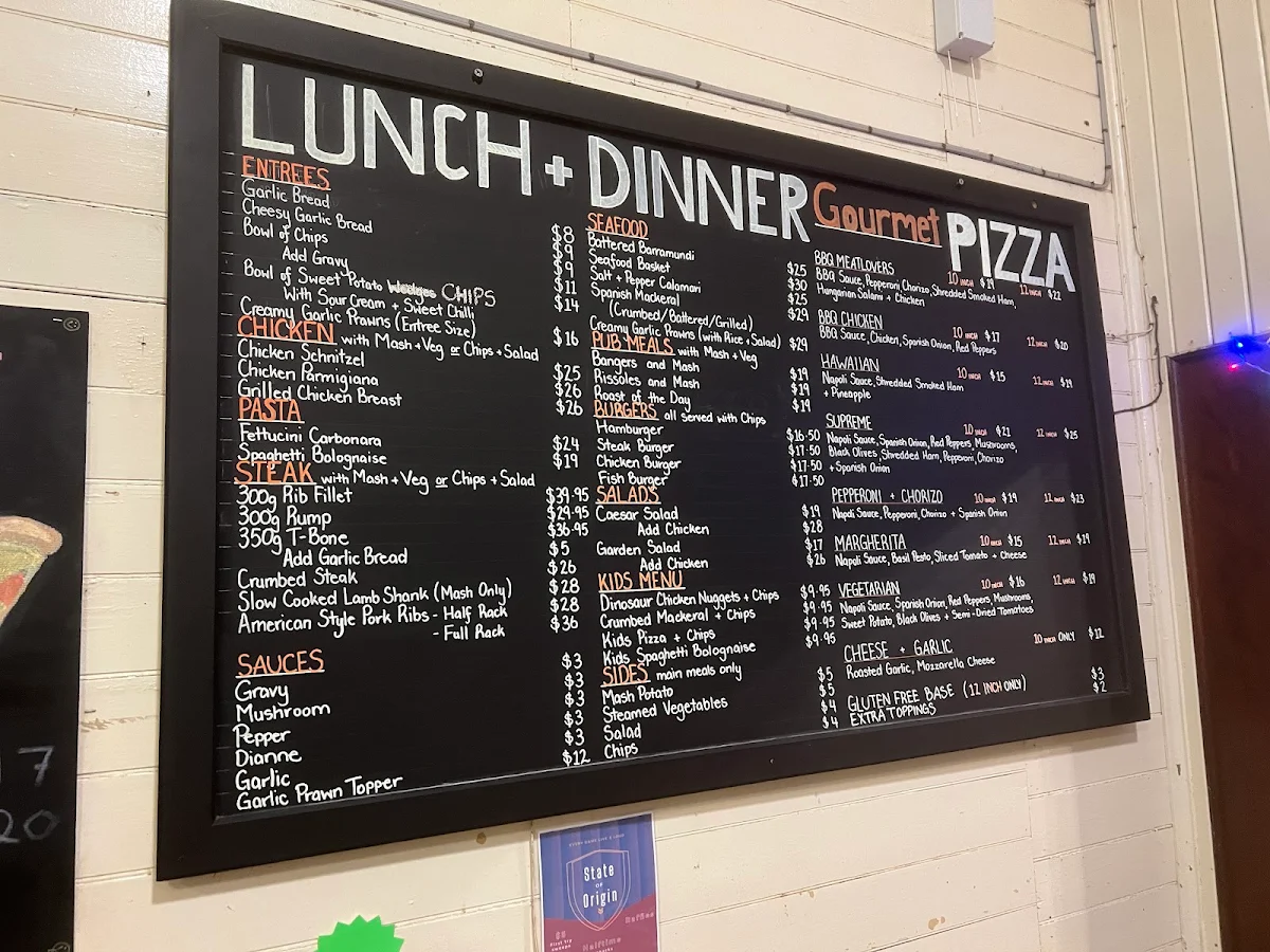 Menu, Yungaburra Pub