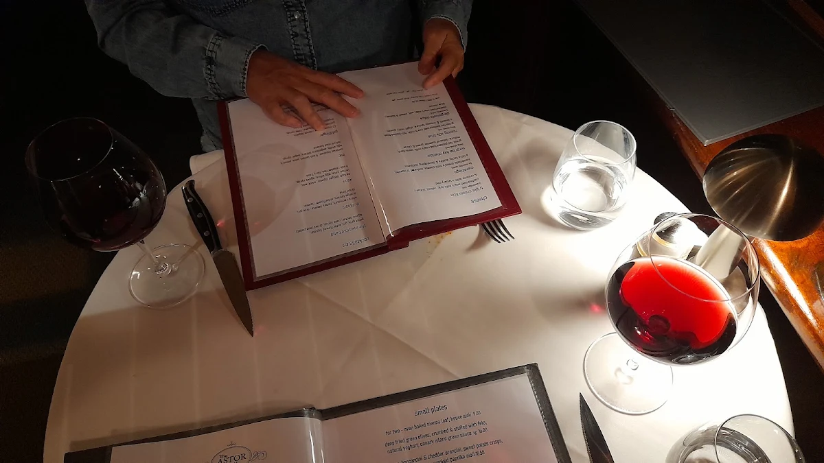 Menu, The Astor Grill