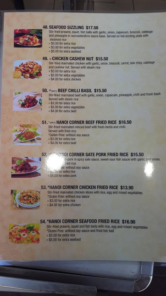 Menu, Ha Noi Corner