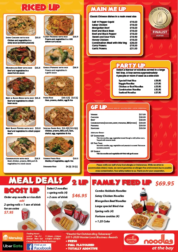 Menu, Noodles at the Bay