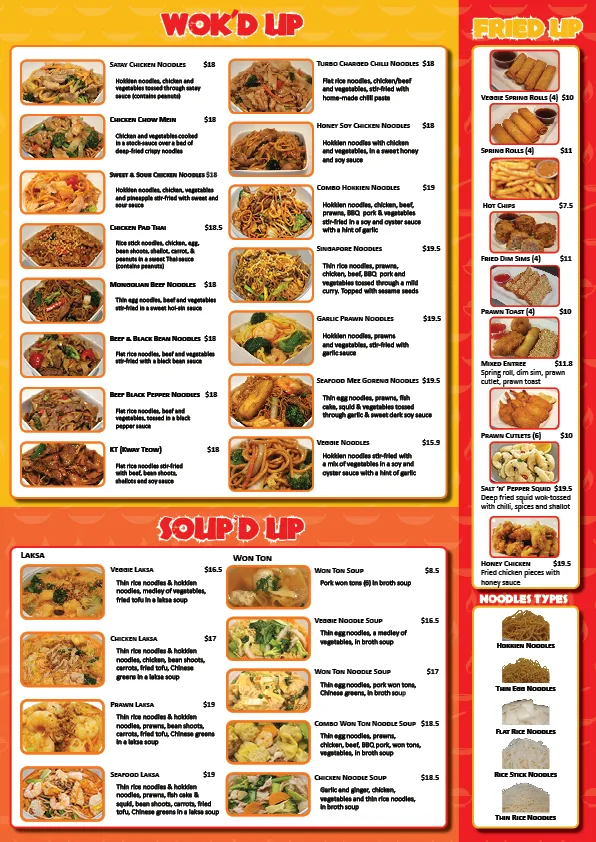 Menu, Noodles at the Bay