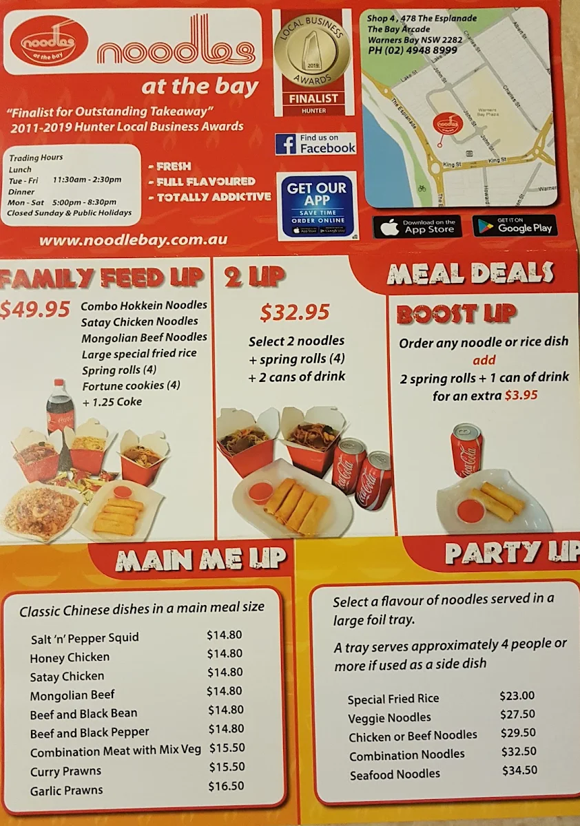 Menu, Noodles at the Bay
