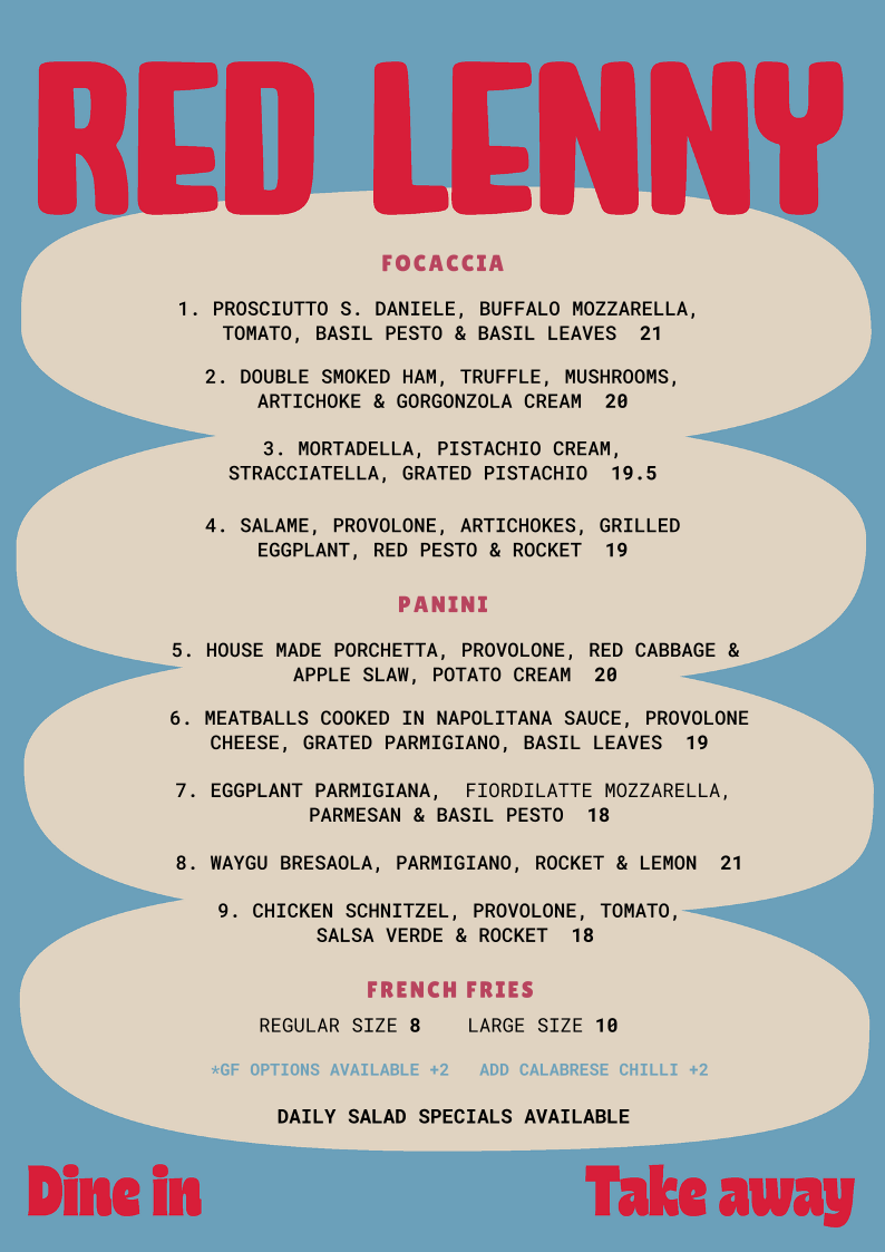 Menu, Red Lenny