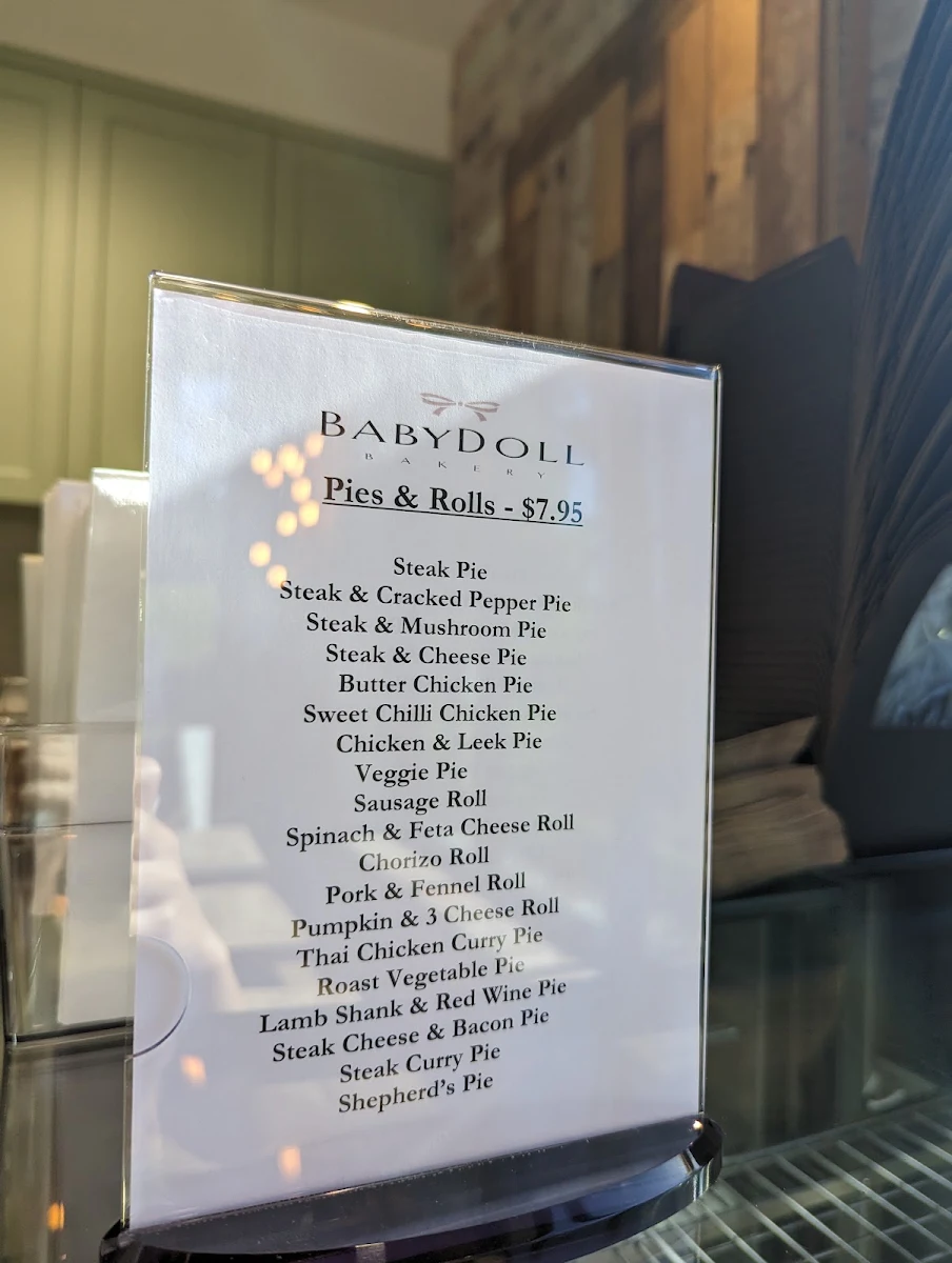 Menu, Baby Doll Bakery