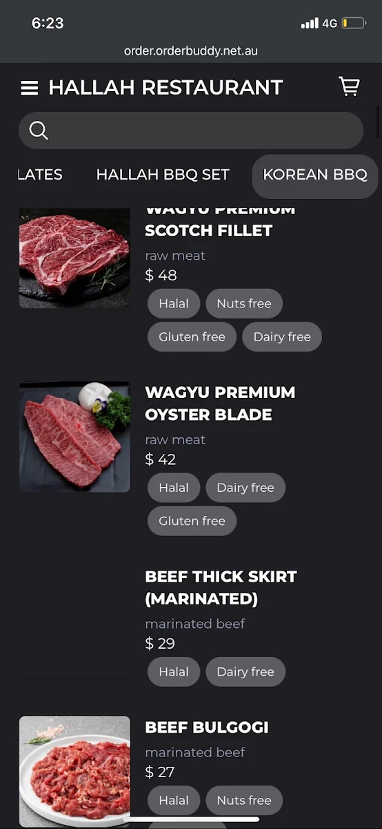 Menu, Hallah