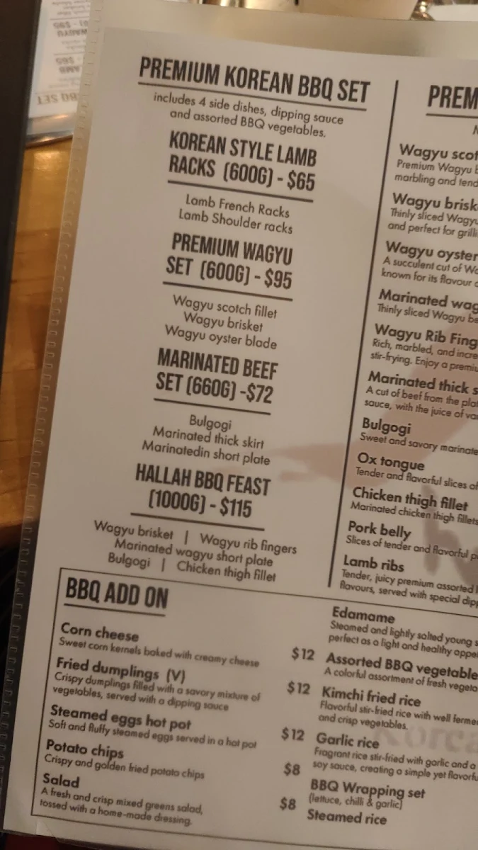 Menu, Hallah