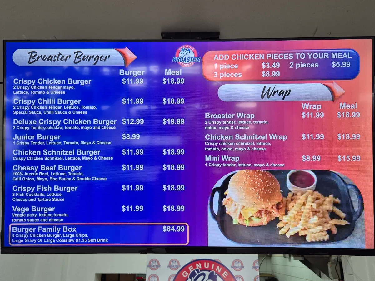 Menu, Broaster Chicken Camden