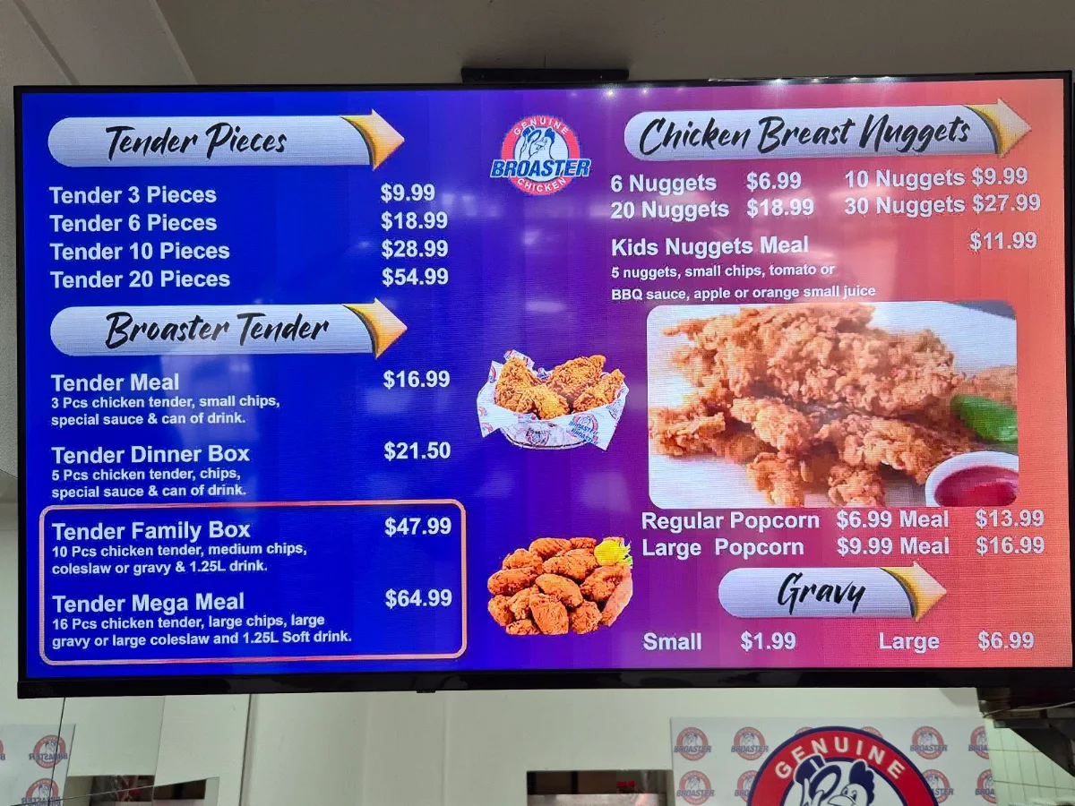 Menu, Broaster Chicken Camden