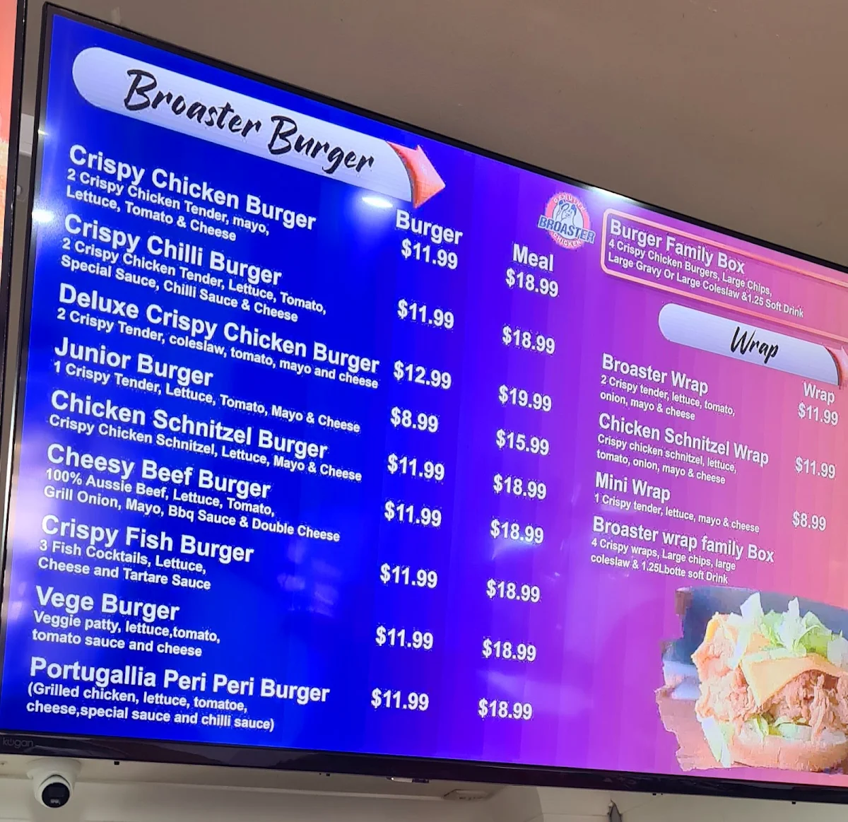 Menu, Broaster Chicken Camden