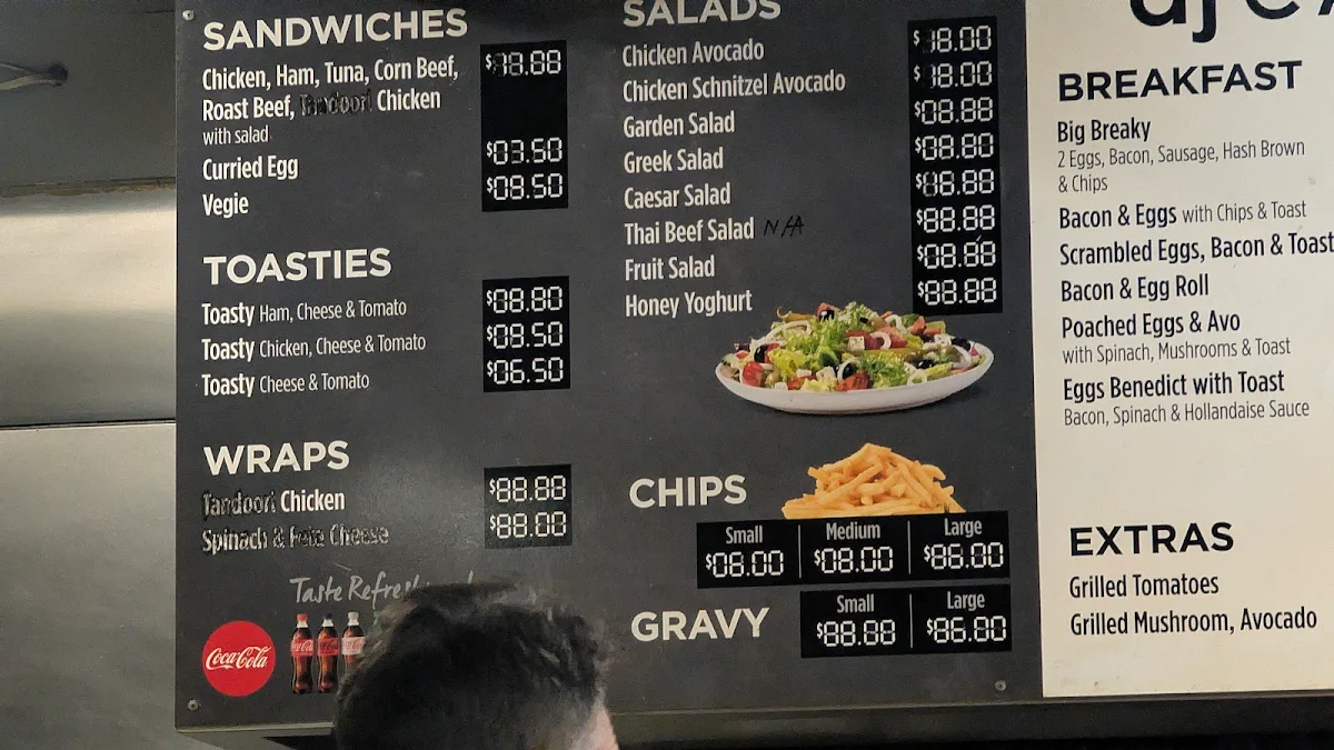 Menu, AJ's Cafe Take Away