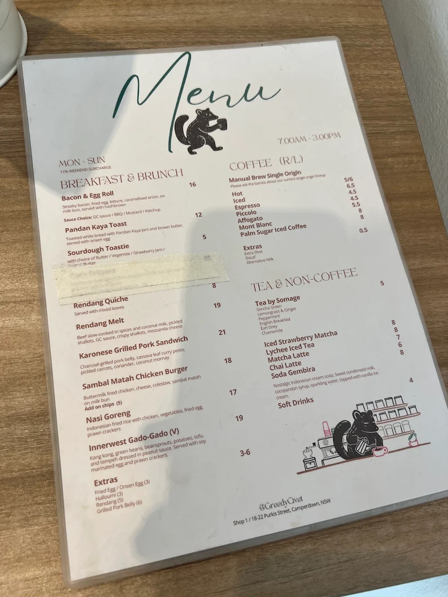 Menu, Greedy Civet