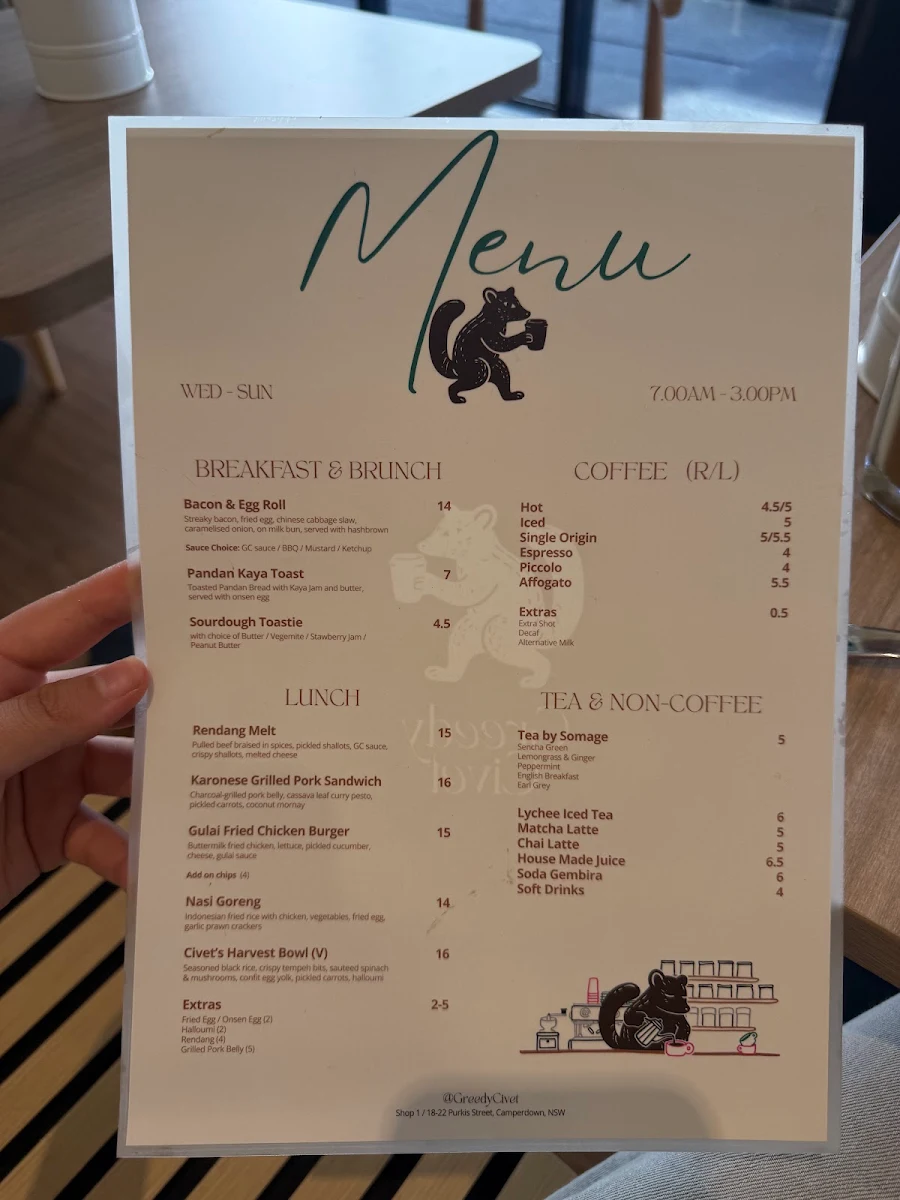 Menu, Greedy Civet
