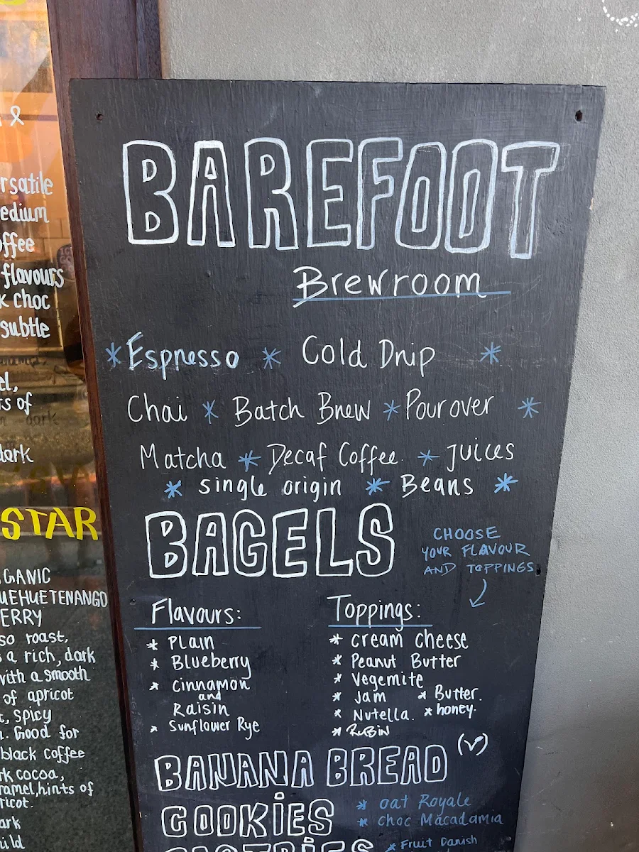 Menu, Barefoot Brew Room
