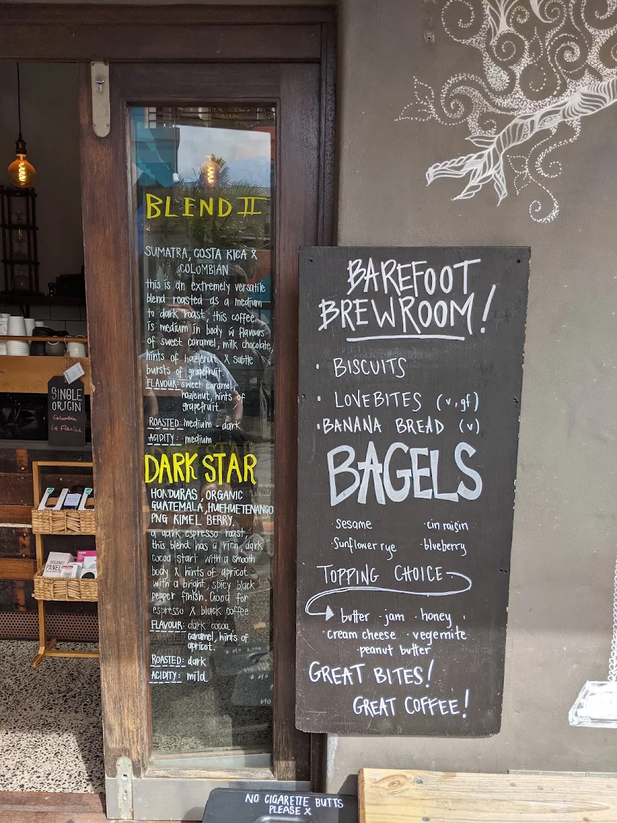 Menu, Barefoot Brew Room