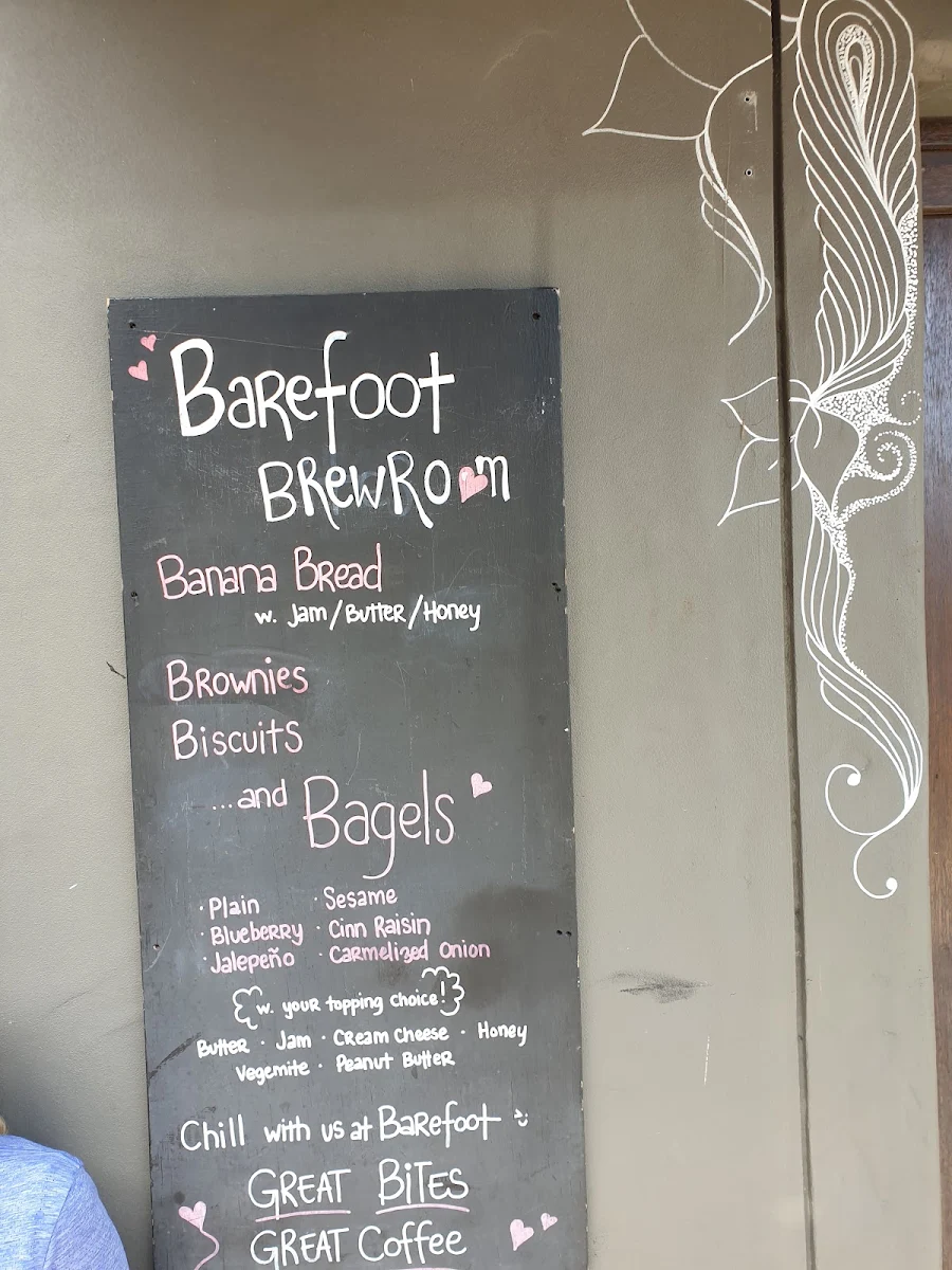 Menu, Barefoot Brew Room