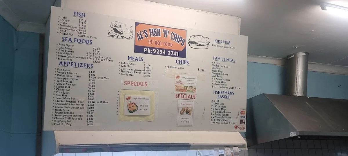 Menu, AL'S FISH N CHIPS N HOT FOOD