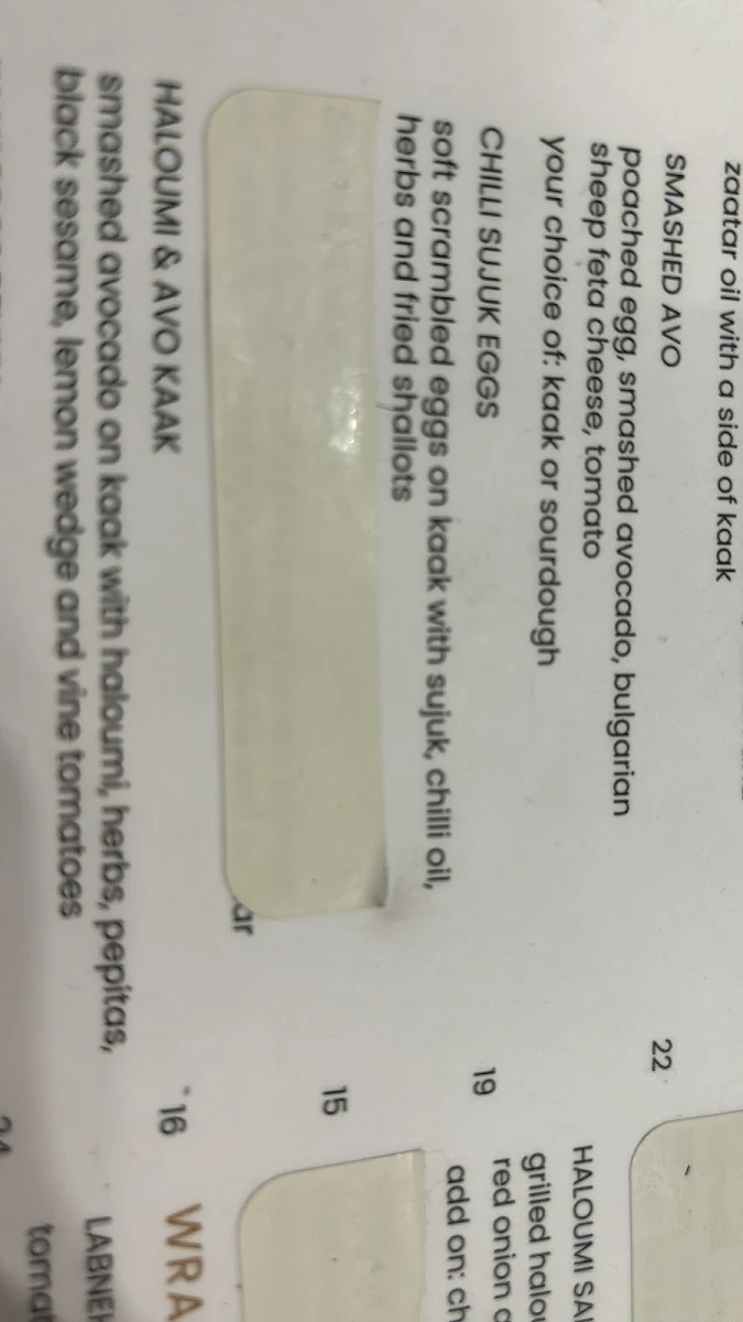 Menu, Kaak Station