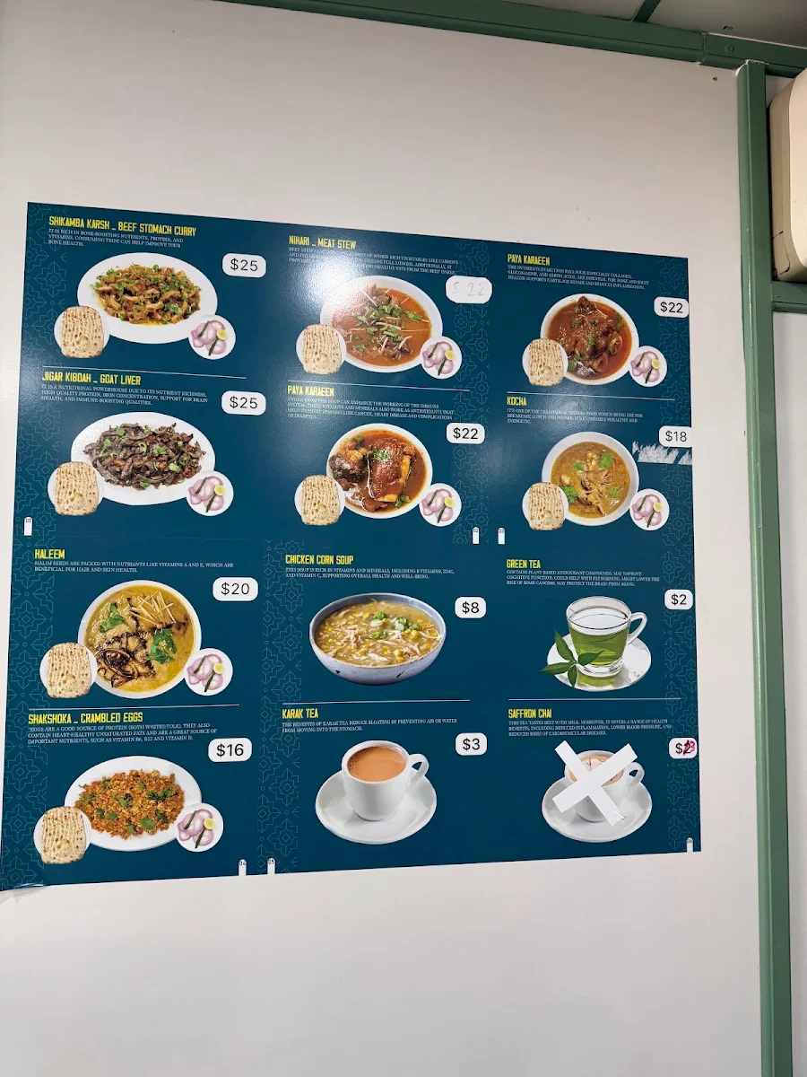 Menu, Afghan sultan breakfast