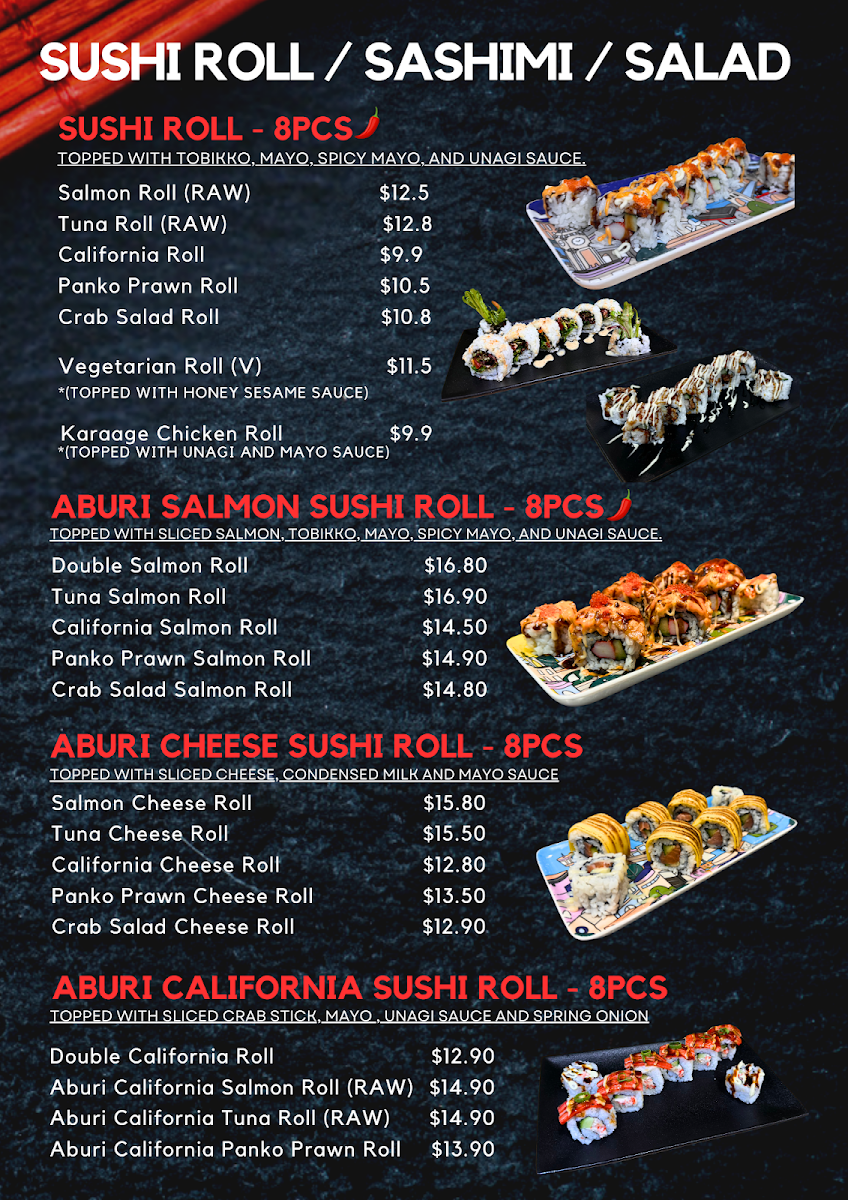 Menu, Minamoto Japanese Restaurant