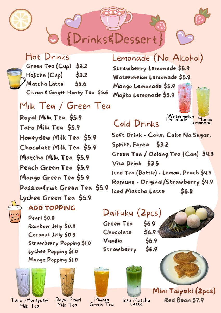 Menu, Minamoto Japanese Restaurant