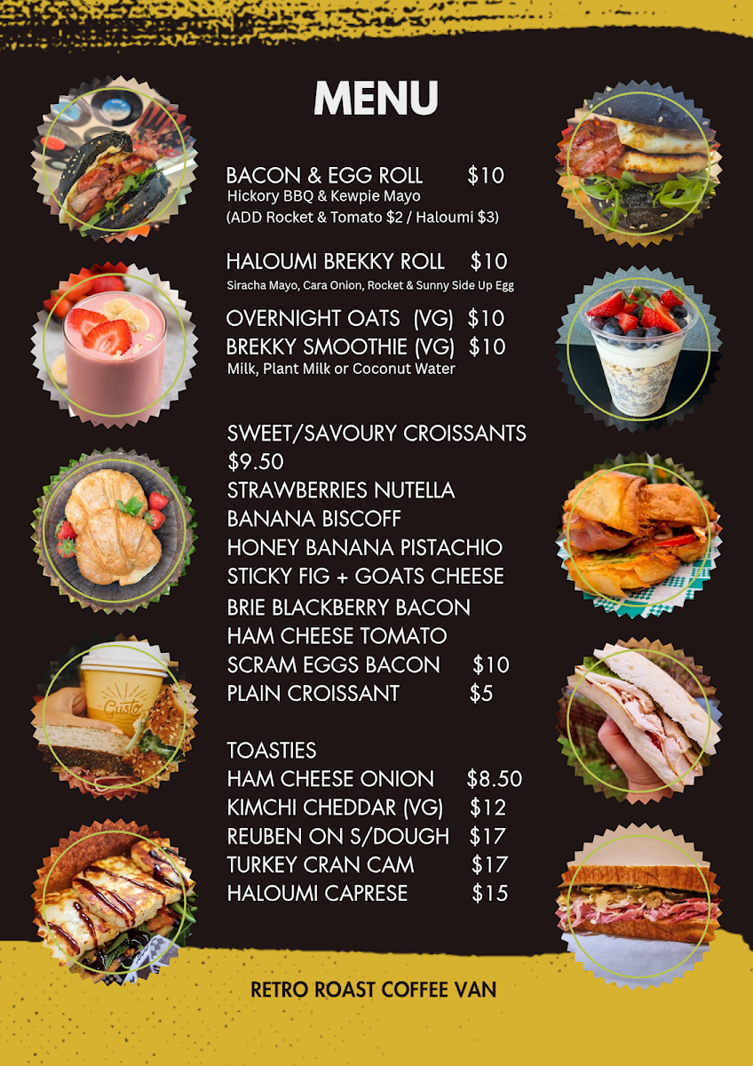 Menu, Retro Roast Coffee Van