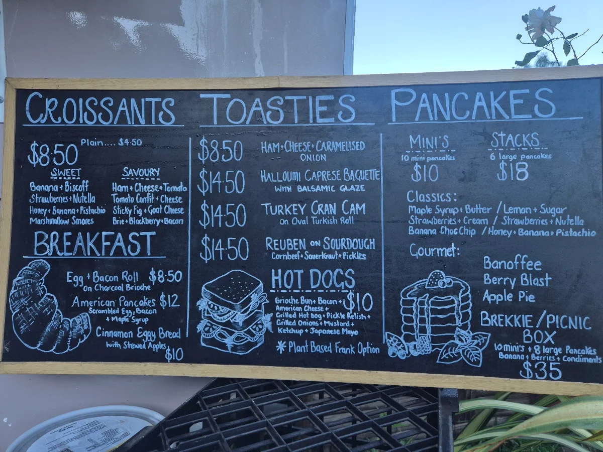Menu, Retro Roast Coffee Van