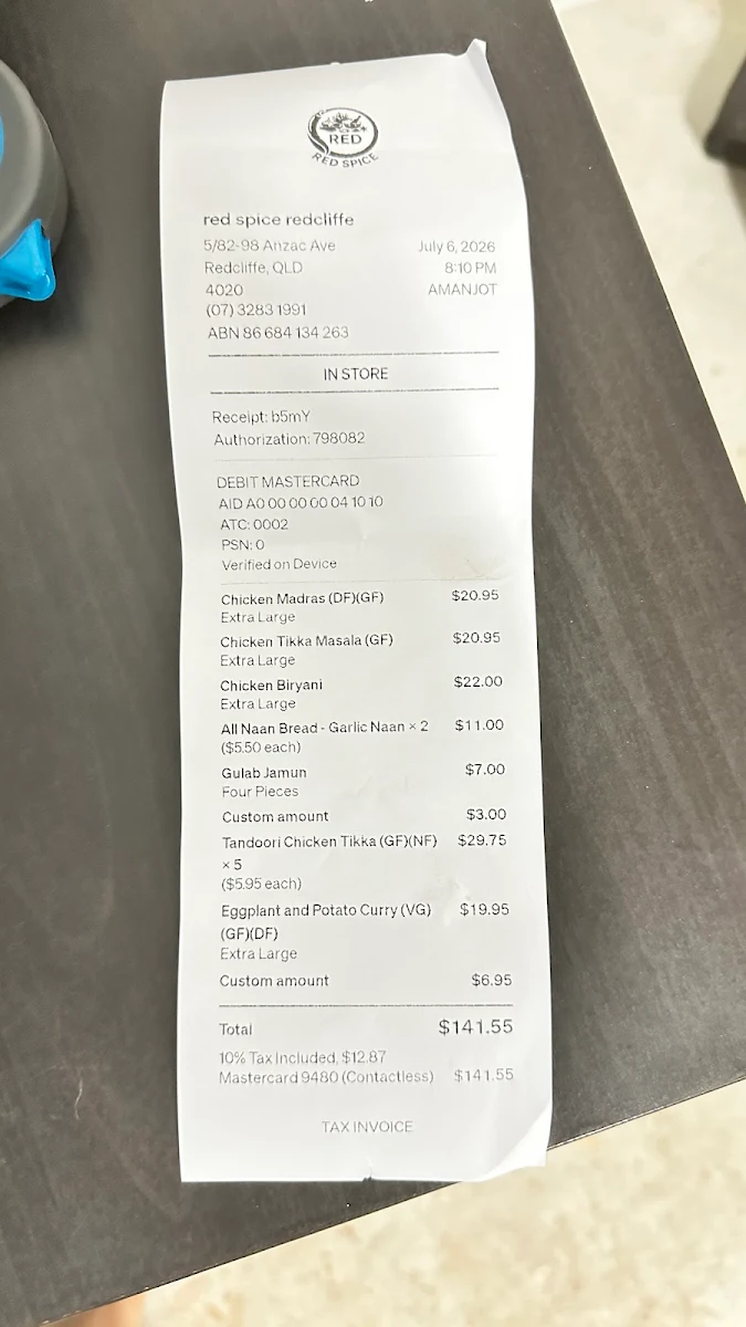 Menu, red spice