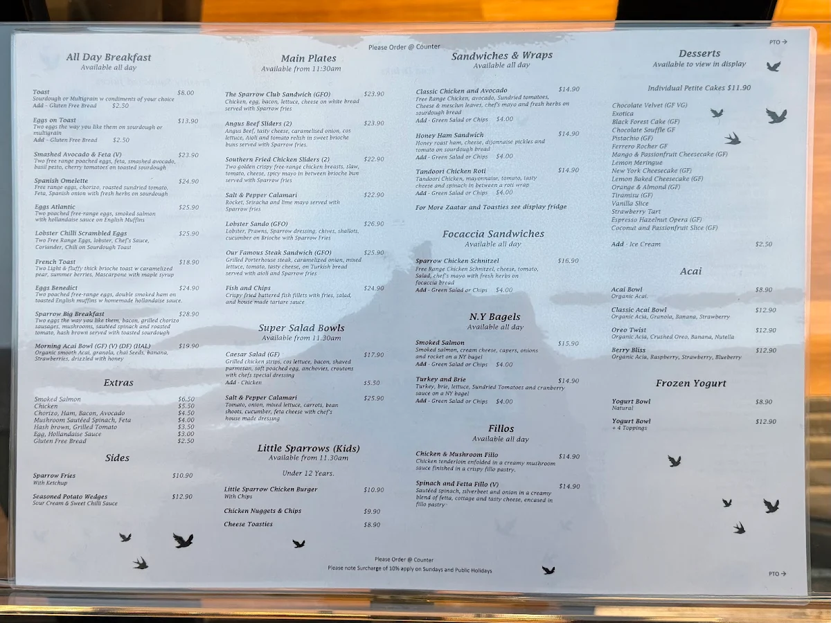 Menu, Little Sparrow