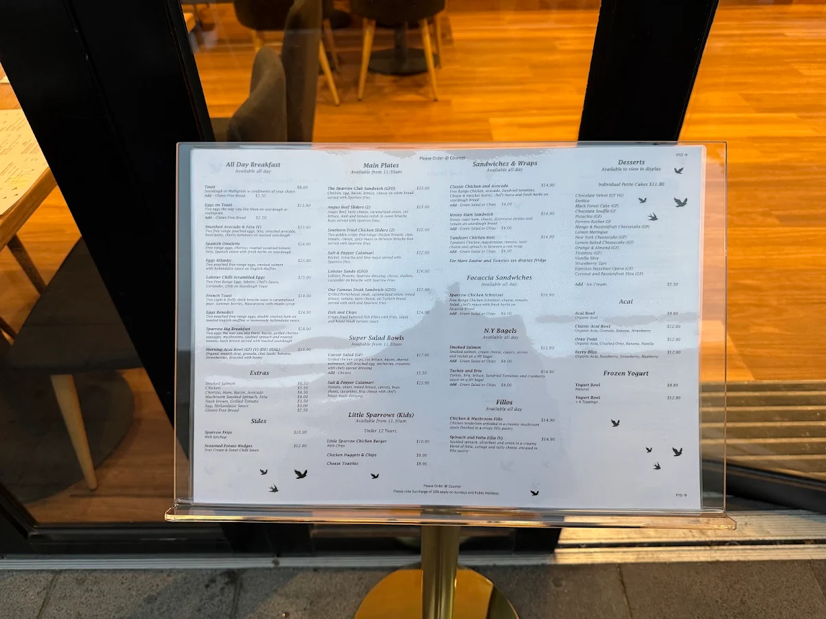 Menu, Little Sparrow