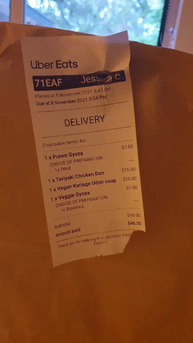 Menu, Mama Yama Sushi Express