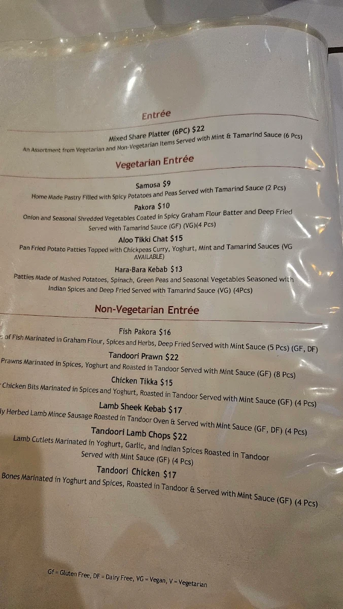 Menu, Indian Mehfil Restaurant Ipswich