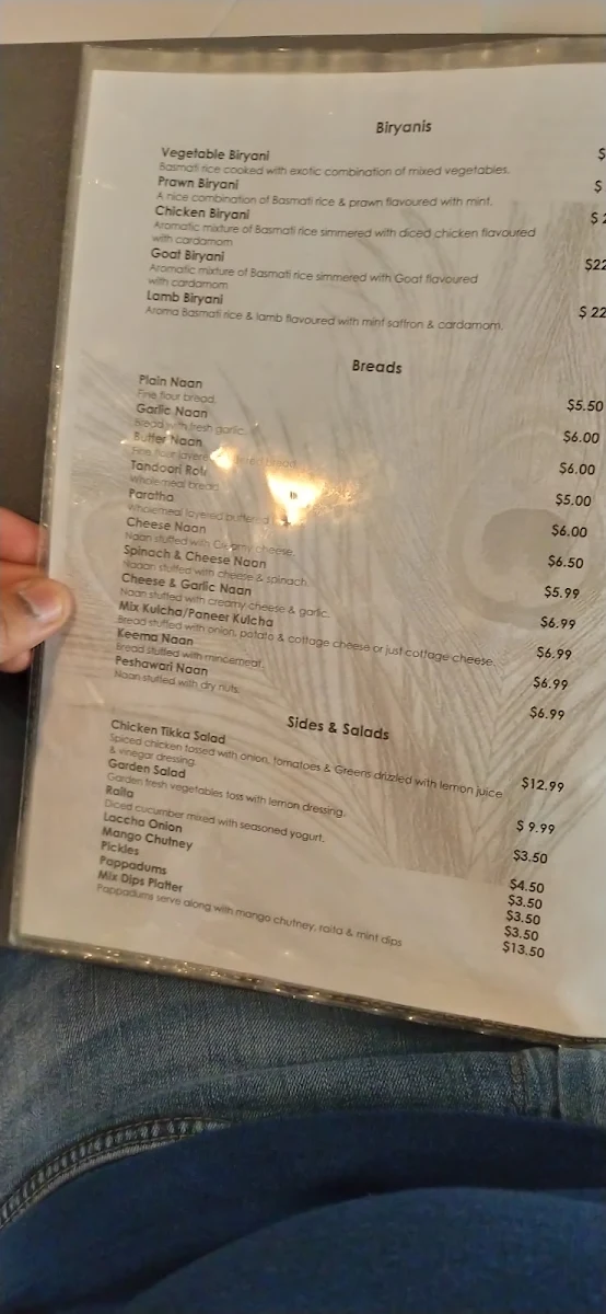 Menu, Indian Mehfil Restaurant Ipswich