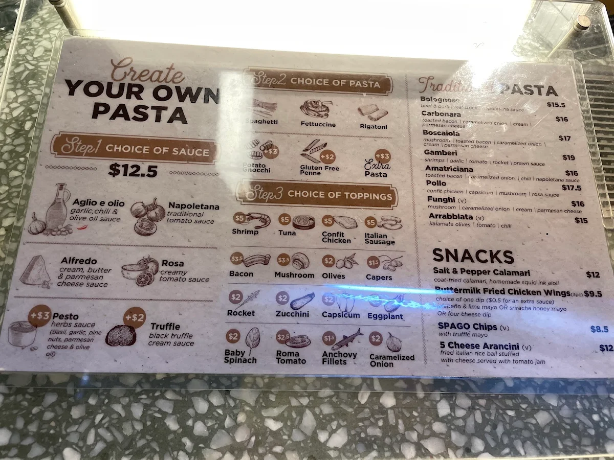 Menu, Spago Darling Square