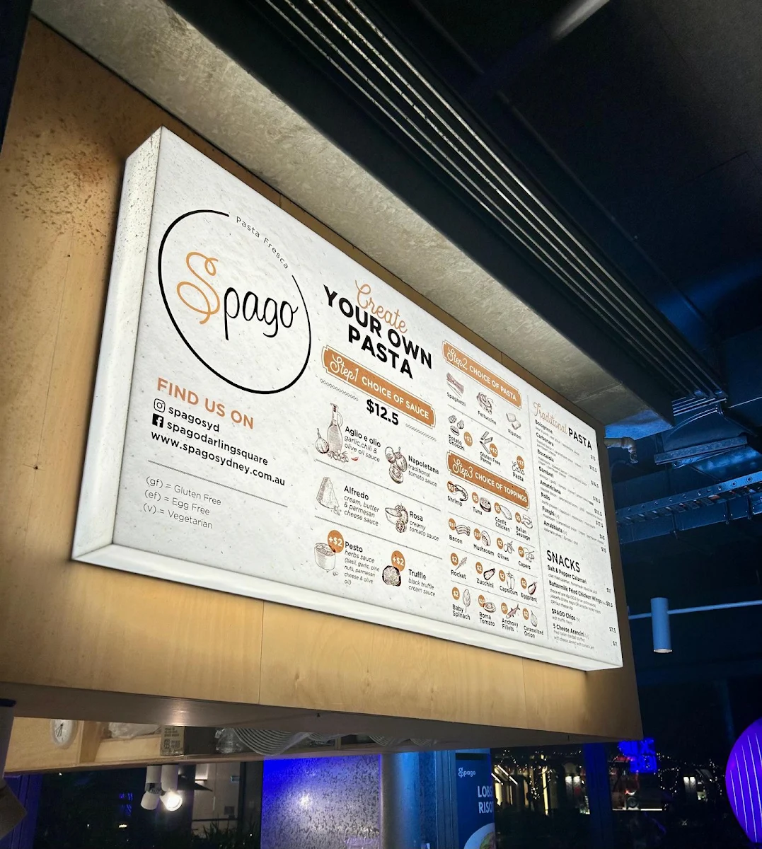 Menu, Spago Darling Square