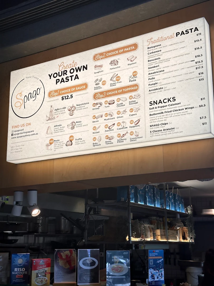 Menu, Spago Darling Square